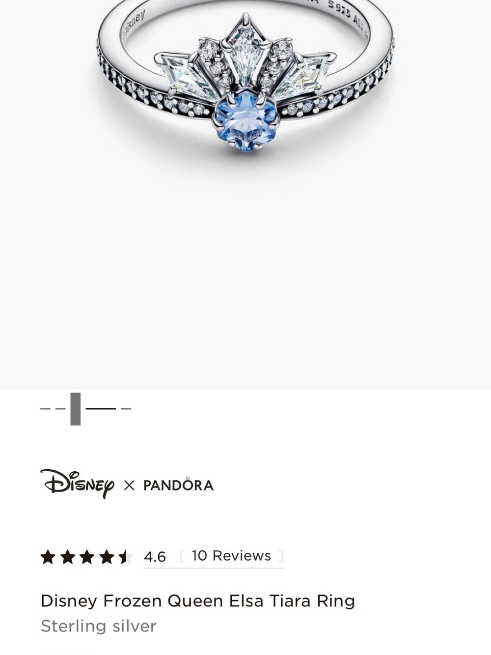 Pandora Disney Frozen Queen Elsa Tiara Ring